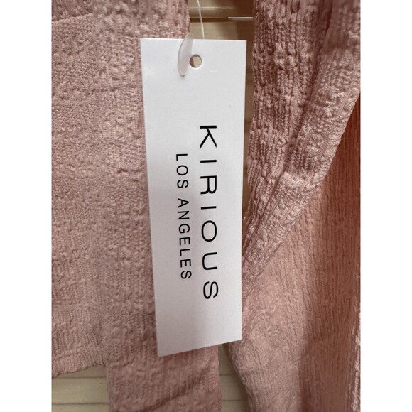 Kirious Los Angeles Pink Cropped Crinkle Long Sleeve Babydoll Peasant Top SIZE L - Picture 4 of 6